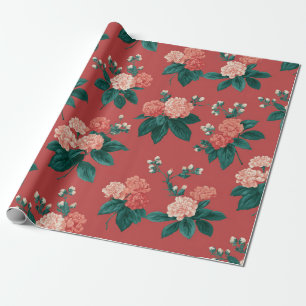 Papel De Regalo Patrón de peonía de color vintage - fondo de marró