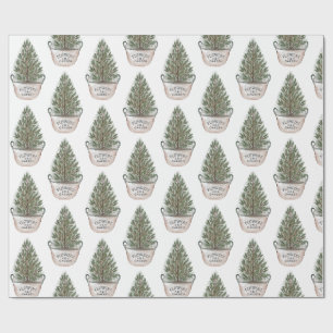Papel De Regalo Patrón de pequeño árbol de Navidad