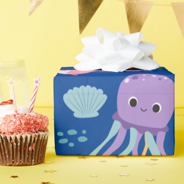 Papel De Regalo Patrón de pequeños amigos oceánicos (Fiesta de cumpleaños )