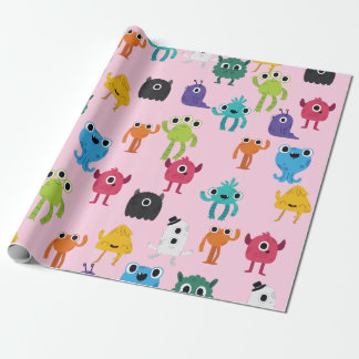 Papel De Regalo Patrón de pequeños monstruos coloridos