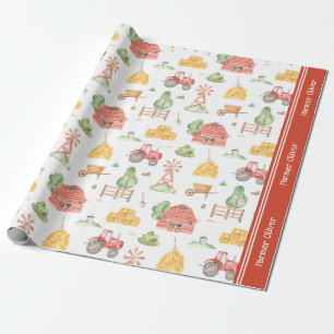 Papel De Regalo Patrón de pequeños pequeños agricultores con nombr