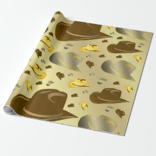Papel De Regalo patrón de pequeños sombreros de vaquero en tonos m