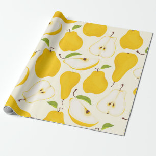 Papel De Regalo Patrón de pera sin foco. Diferentes peras de fruta