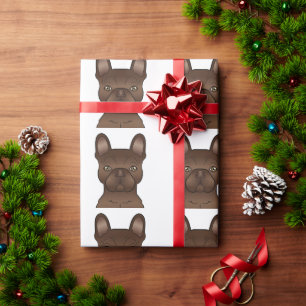Papel De Regalo Patrón de perro Bulldog Francés de chocolate