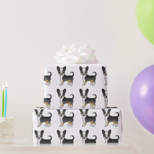 Papel De Regalo Patrón de perro Chihuahua de color negro tricolor