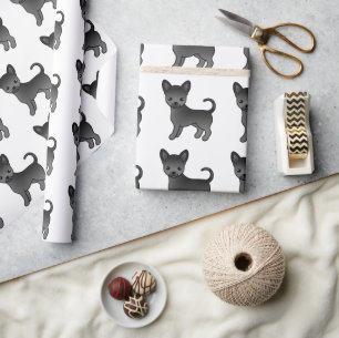 Papel De Regalo Patrón de perro Chihuahua de pelaje liso negro lin