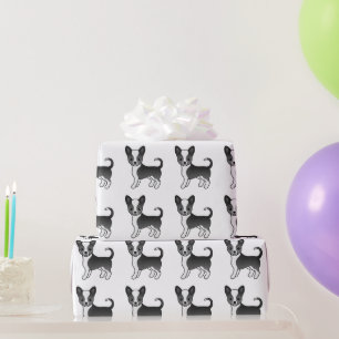 Papel De Regalo Patrón de perro Chihuahua de pelo liso blanco y ne