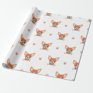 Papel De Regalo Patrón de Perro Chihuahua marrón