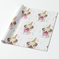 Patrón de Perro Cuto de Cumpleaños Pug
