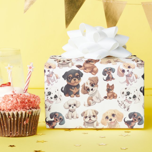 Papel De Regalo Patrón de perro de cachorro (Fiesta de cumpleaños )