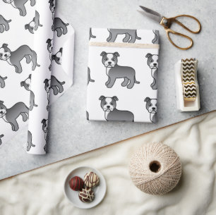 Papel De Regalo Patrón de perro de dibujos animados adorable Staff