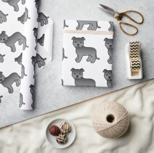 Papel De Regalo Patrón de perro de dibujos animados adorable Staff