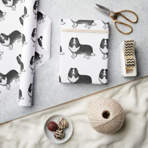 Papel De Regalo Patrón de perro de dibujos animados Bi-Black Shetl