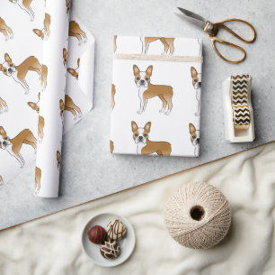 Papel De Regalo Patrón de perro de dibujos animados Boston Terrier