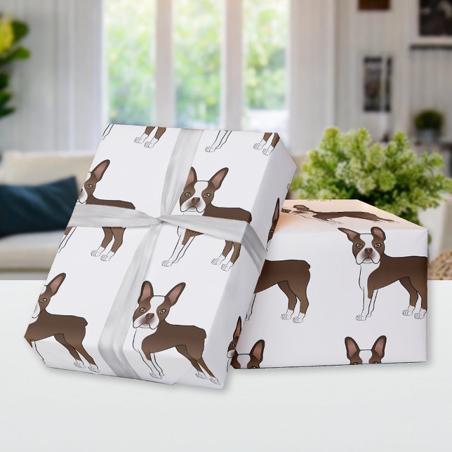 Papel De Regalo Patrón de perro de dibujos animados Boston Terrier (Subido por el creador)