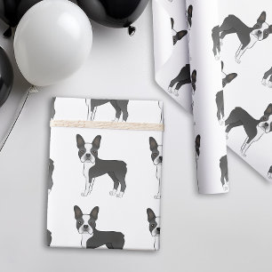 Papel De Regalo Patrón de perro de dibujos animados Boston Terrier