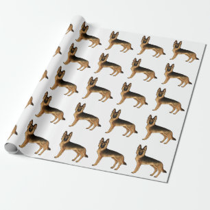 Papel De Regalo Patrón de perro de dibujos animados de pastor alem