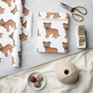 Papel De Regalo Patrón de perro de dibujos animados inglés Staffie