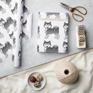 Papel De Regalo Patrón de perro de dibujos animados lindo Malamute