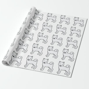 Papel De Regalo Patrón de perro de dibujos animados lindo Shiba In