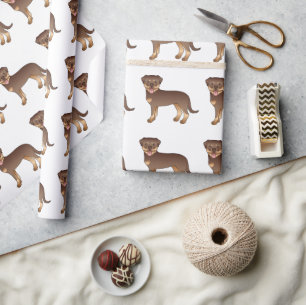 Papel De Regalo Patrón de perro de dibujos animados Rottweiler roj