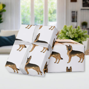 Papel De Regalo Patrón De Perro De Pastor Alemán Negro Y Tan Tan