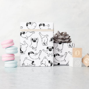 Papel De Regalo patrón de perro de yoga lindo en fondo blanco