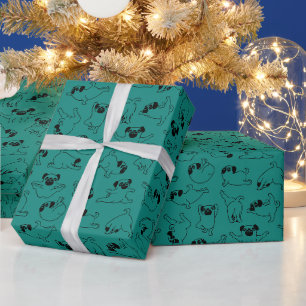 Papel De Regalo patrón de perro de yoga lindo fondo turquesa