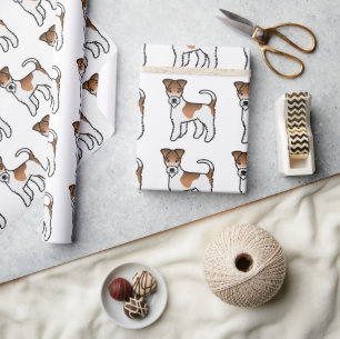Papel De Regalo Patrón de perro Fox Terrier de alambre blanco y br