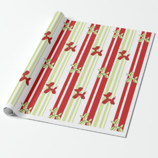 Papel De Regalo Patrón de perro globo lindo Rojo Verde Raya Fiesta