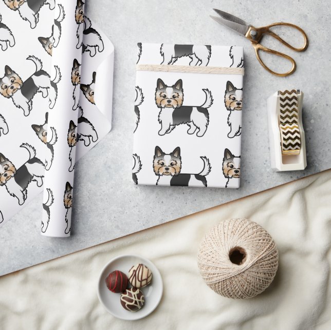 Papel De Regalo Patrón de perro lindo Biewer Terrier Yorkshire Ter (Artesanía)
