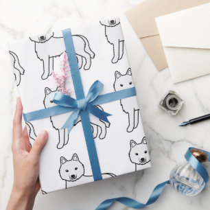 Papel De Regalo Patrón de perro lindo Husky Siberiano Blanco