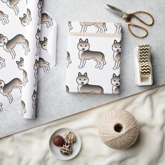 Papel De Regalo Patrón de perro lindo Husky Siberiano Sable (Artesanía)