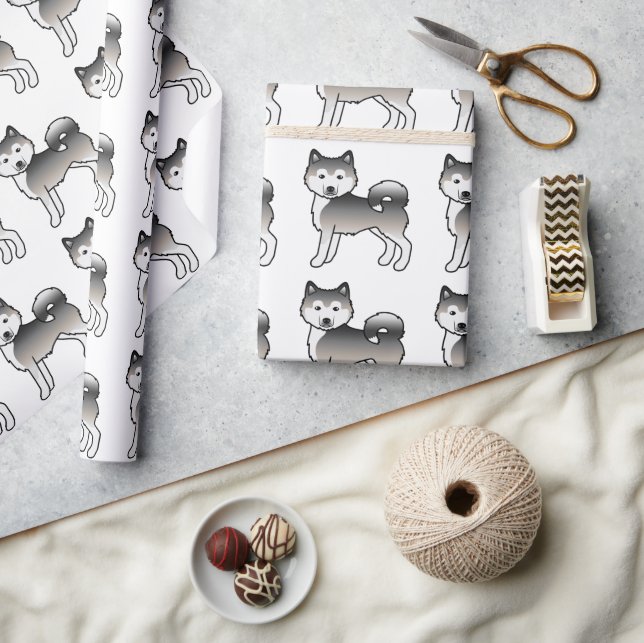 Papel De Regalo Patrón de perro lindo Malamute gris de Alaska (Artesanía)