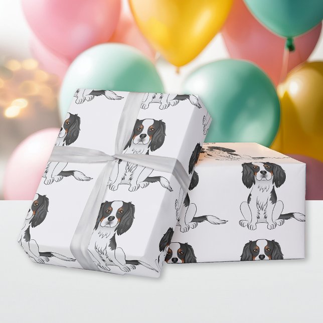 Papel De Regalo Patrón de perro spaniel de rey Carlos caballero tr (Subido por el creador)