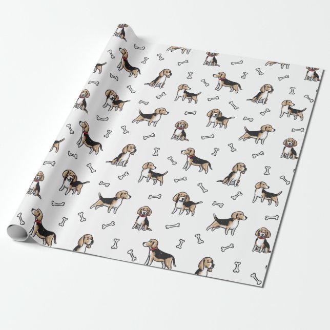 Papel De Regalo Patrón de perros beagles (Desenrollado)
