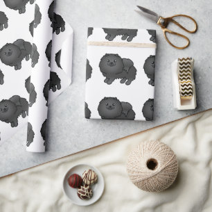 Papel De Regalo Patrón de perros de dibujos animados de color negr