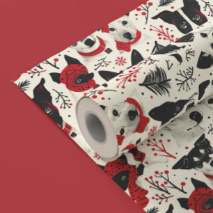 Papel De Regalo Patrón de perros Navidades coloridos