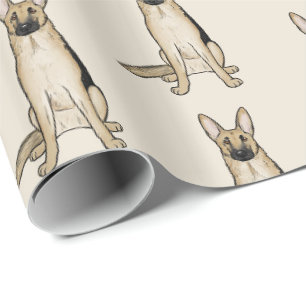 Papel De Regalo Patrón de perros pastor alemanes de color marrón c