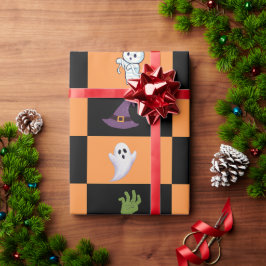 Papel De Regalo Patrón de personajes lindos de Halloween