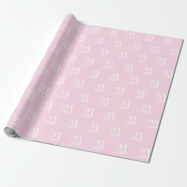 Papel De Regalo Patrón de personalizado blanco rosado monogramado 