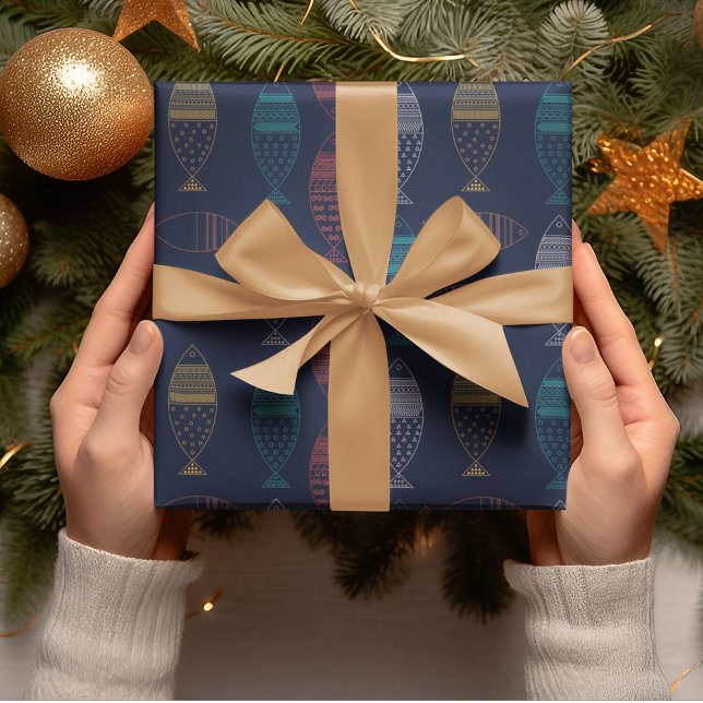 Papel De Regalo Patrón de Personalizado de peces (tribal fish birthday packing gift wrap,gift wrapping paper,return gift wrap paper,paper gift)