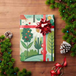 Papel De Regalo Patrón de Personalizado retro de jardín de primave