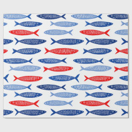 Papel De Regalo Patrón de pescado de verano náutico costero