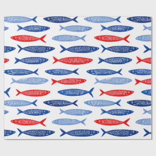 Papel De Regalo Patrón de pescado de verano náutico costero