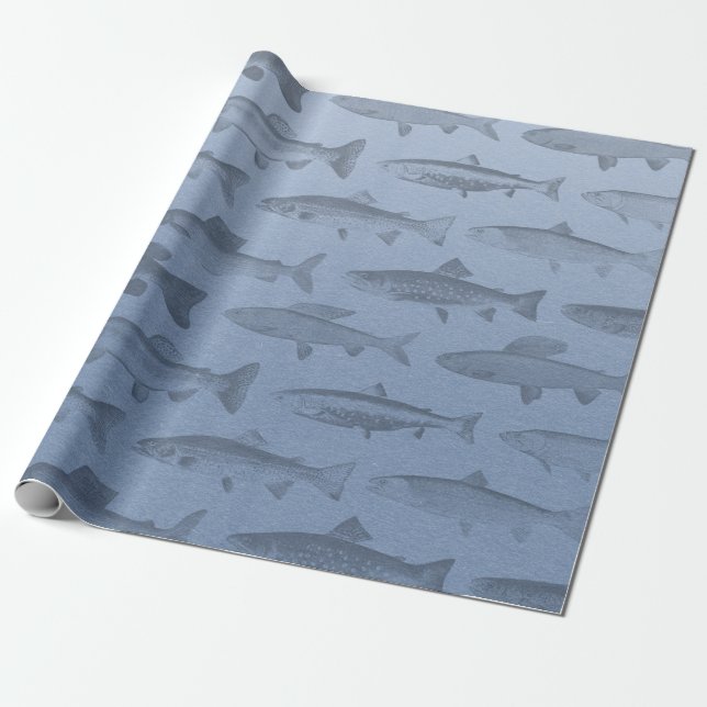 Papel De Regalo Patrón de pescado personalizado para pescar (Desenrollado)