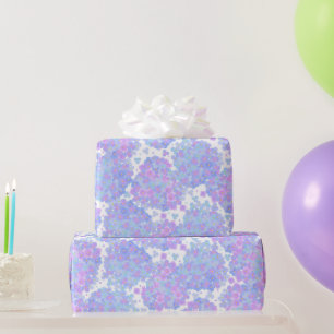 Papel De Regalo Patrón de Pétalos de Hortensia Azul y Púrpura Past