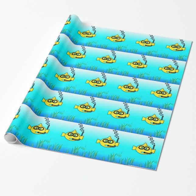 Papel De Regalo Patrón de pez dorado de Snorkel (Desenrollado)