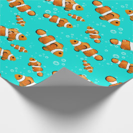 Papel De Regalo Patrón de pez globo tropical y burbujas