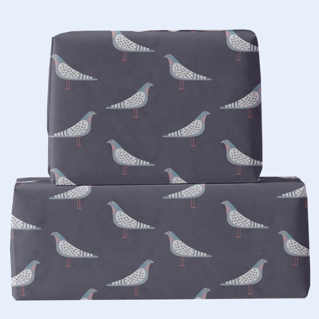 Papel De Regalo Patrón de pichón (Fun pigeon bird pattern dark gift wrapping paper)